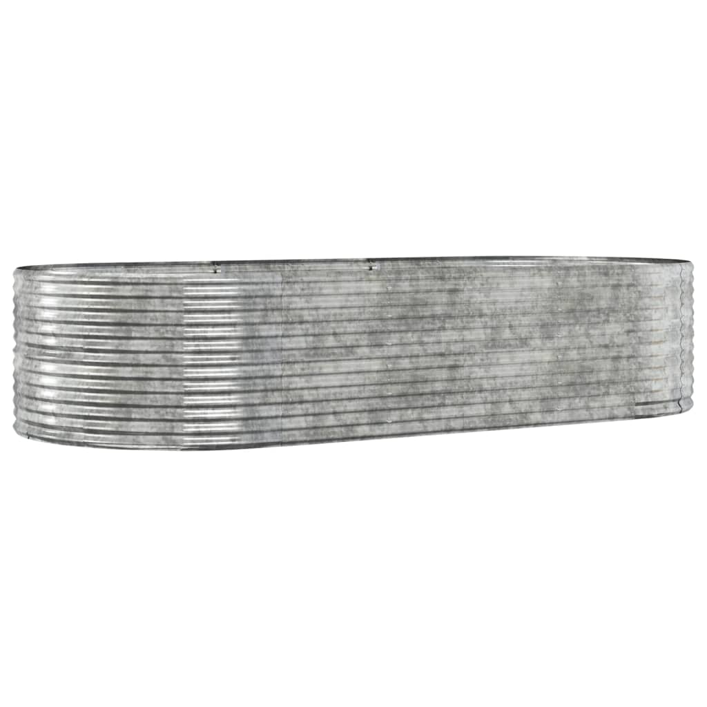 vidaXL Høybed sølv 291x140x68 cm pulverlakkert stål
