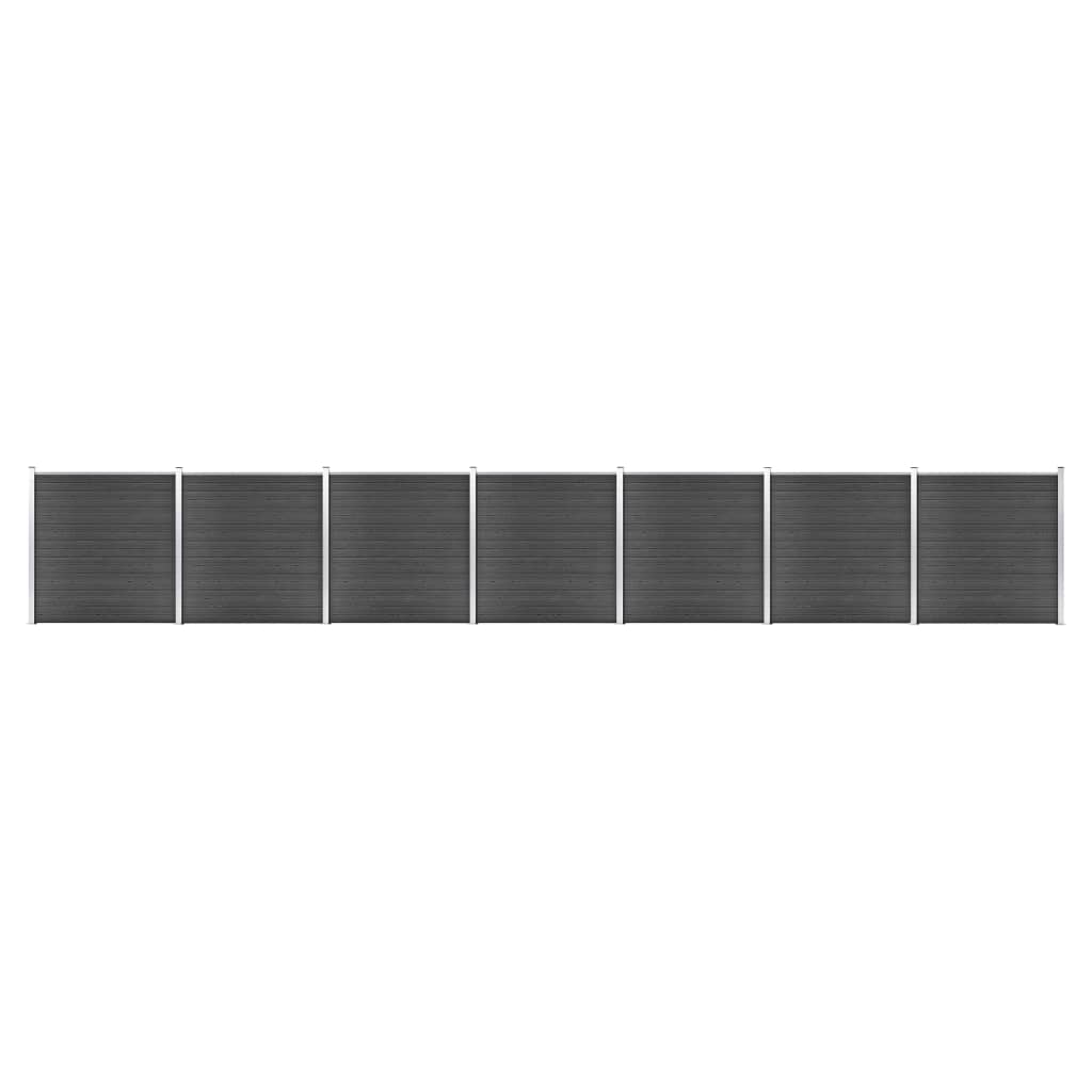 vidaXL Gjerdepanelsett WPC 1218x186 cm svart
