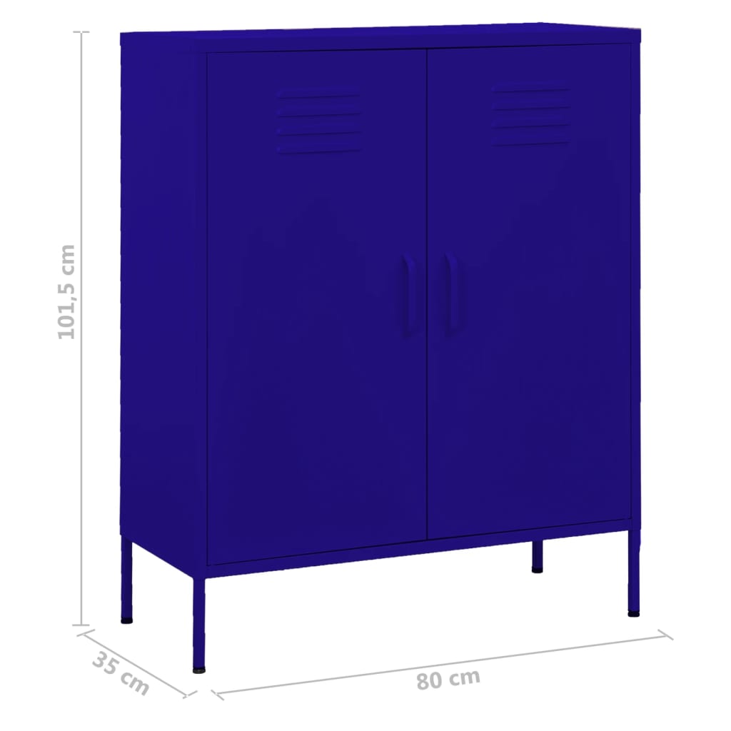 vidaXL Oppbevaringsskap marineblå 80x35x101,5 cm stål