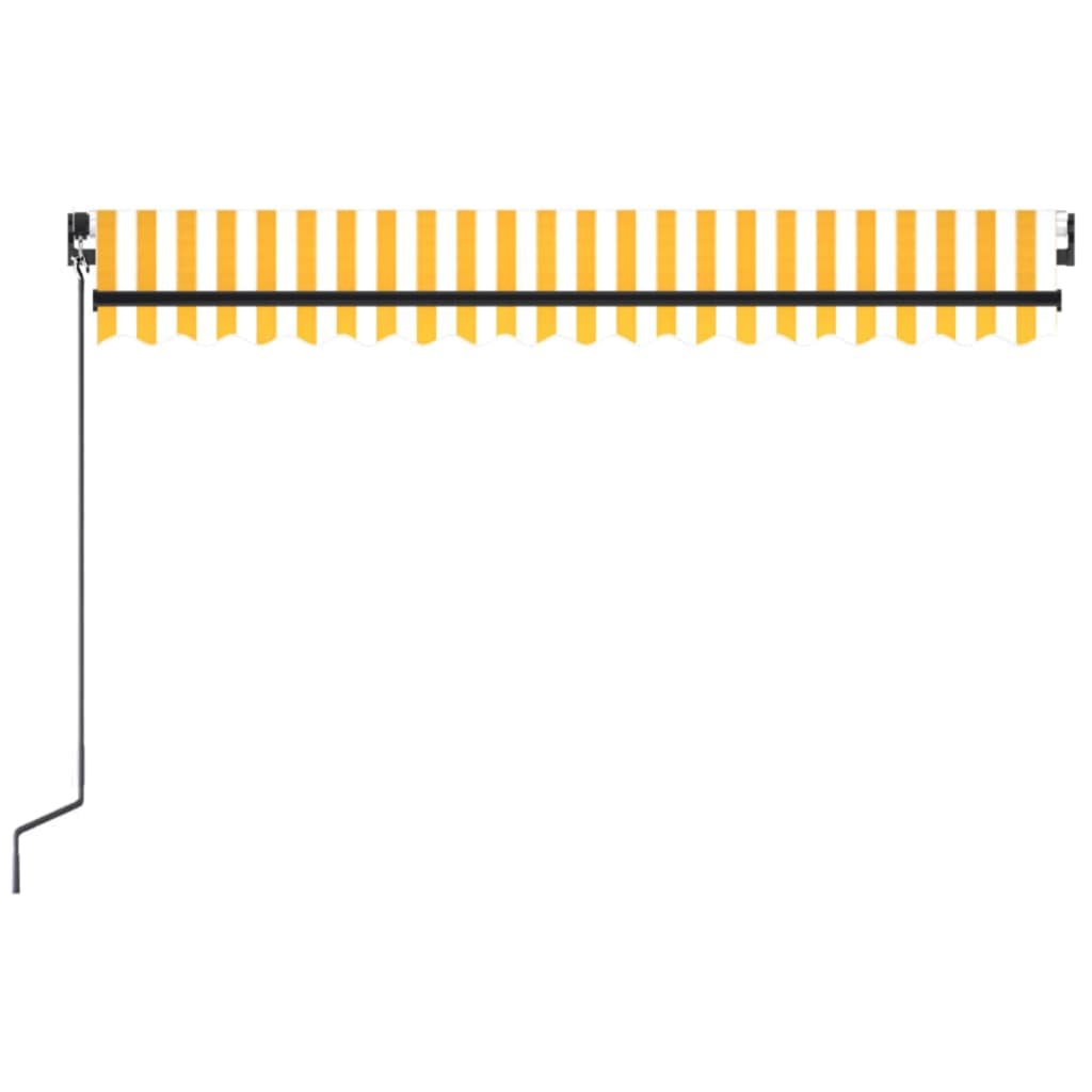 vidaXL Manuell uttrekkbar markise med LED 450x300 cm gul og hvit