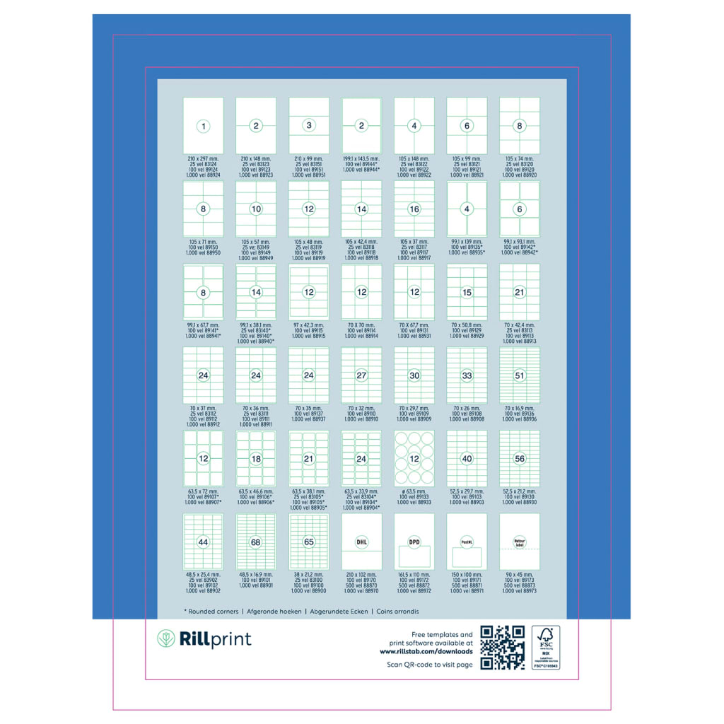 rillprint Selvklebende etiketter 105x148 mm 1000 ark hvit