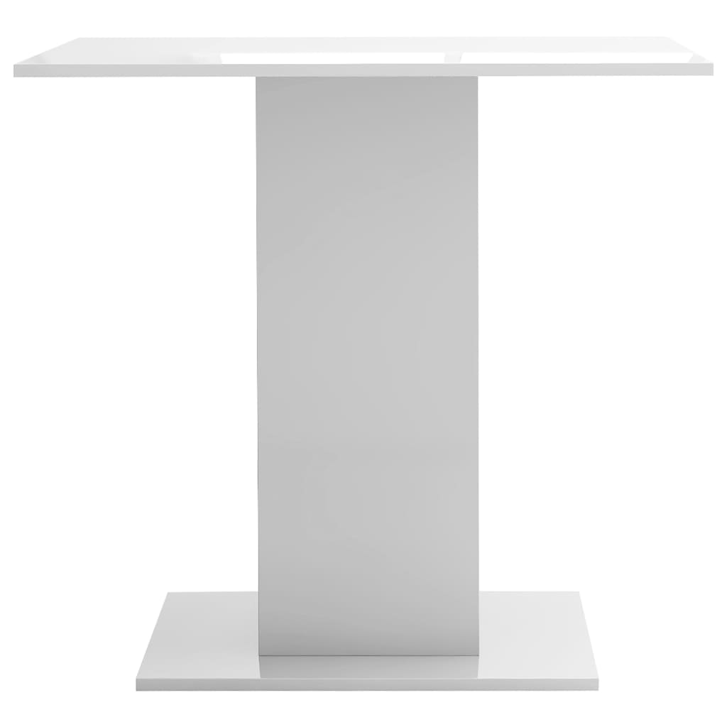 vidaXL Spisebord høyglans hvit 80x80x75 cm sponplate