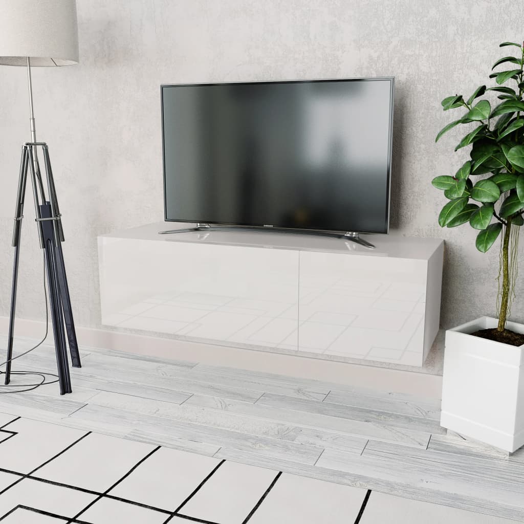 vidaXL TV-benk konstruert tre 120x40x34 cm hvit høyglans