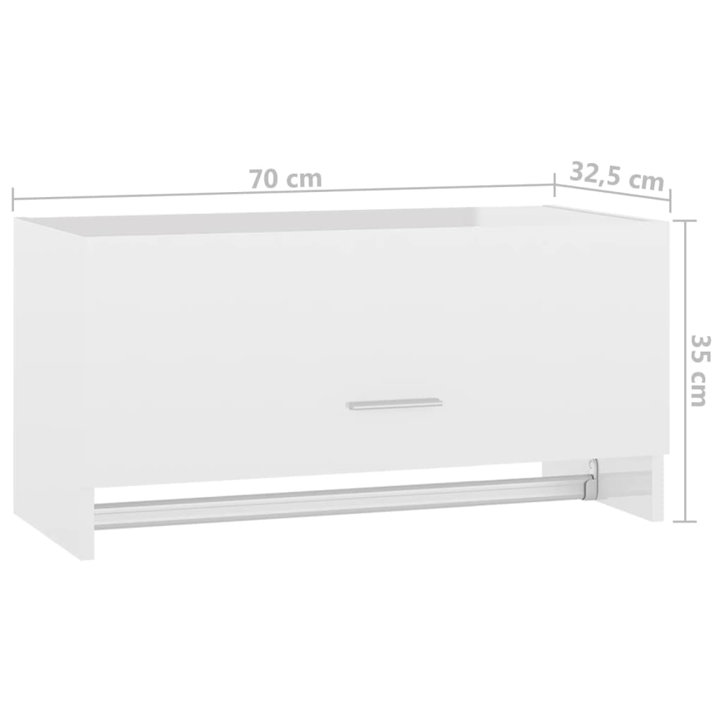 vidaXL Garderobe høyglans hvit 70x32,5x35 cm sponplate
