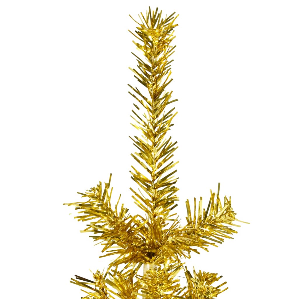vidaXL Kunstig halvt juletre med stativ tynt gull 210 cm