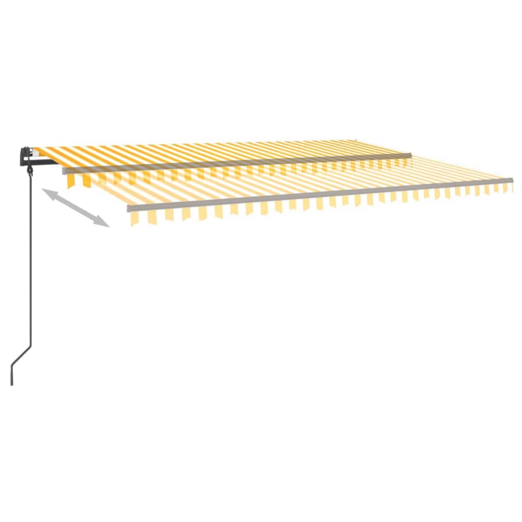 vidaXL Automatisk uttrekkbar markise med stolper 5x3 m gul og hvit