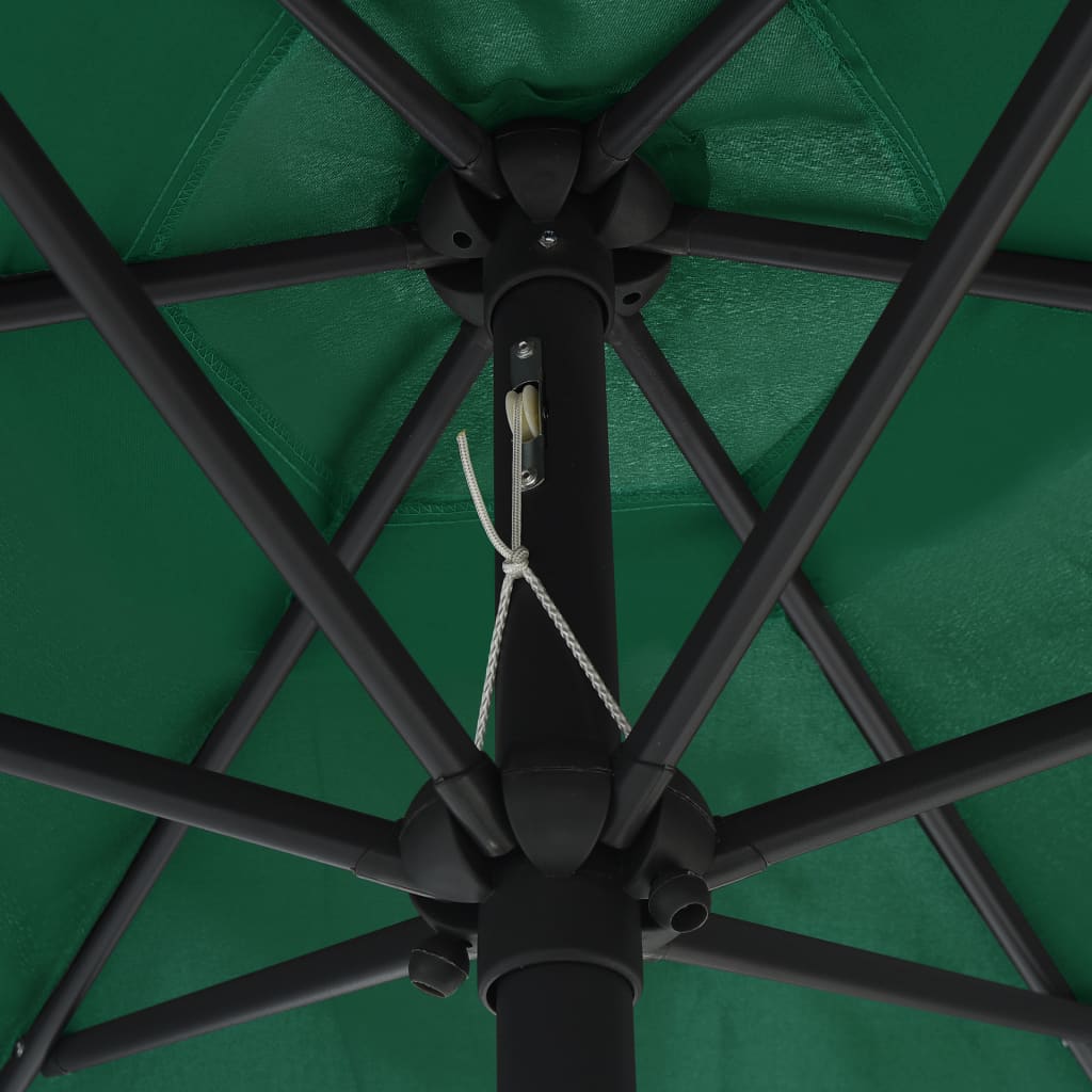 vidaXL Parasoll med LED-lys og aluminiumsstang 270 cm grønn