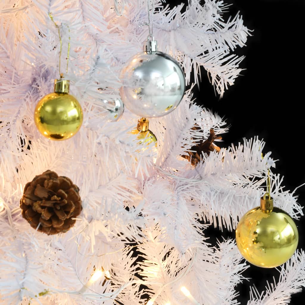 vidaXL Kunstig forhåndsbelyst juletre med kuler grønn 150 cm