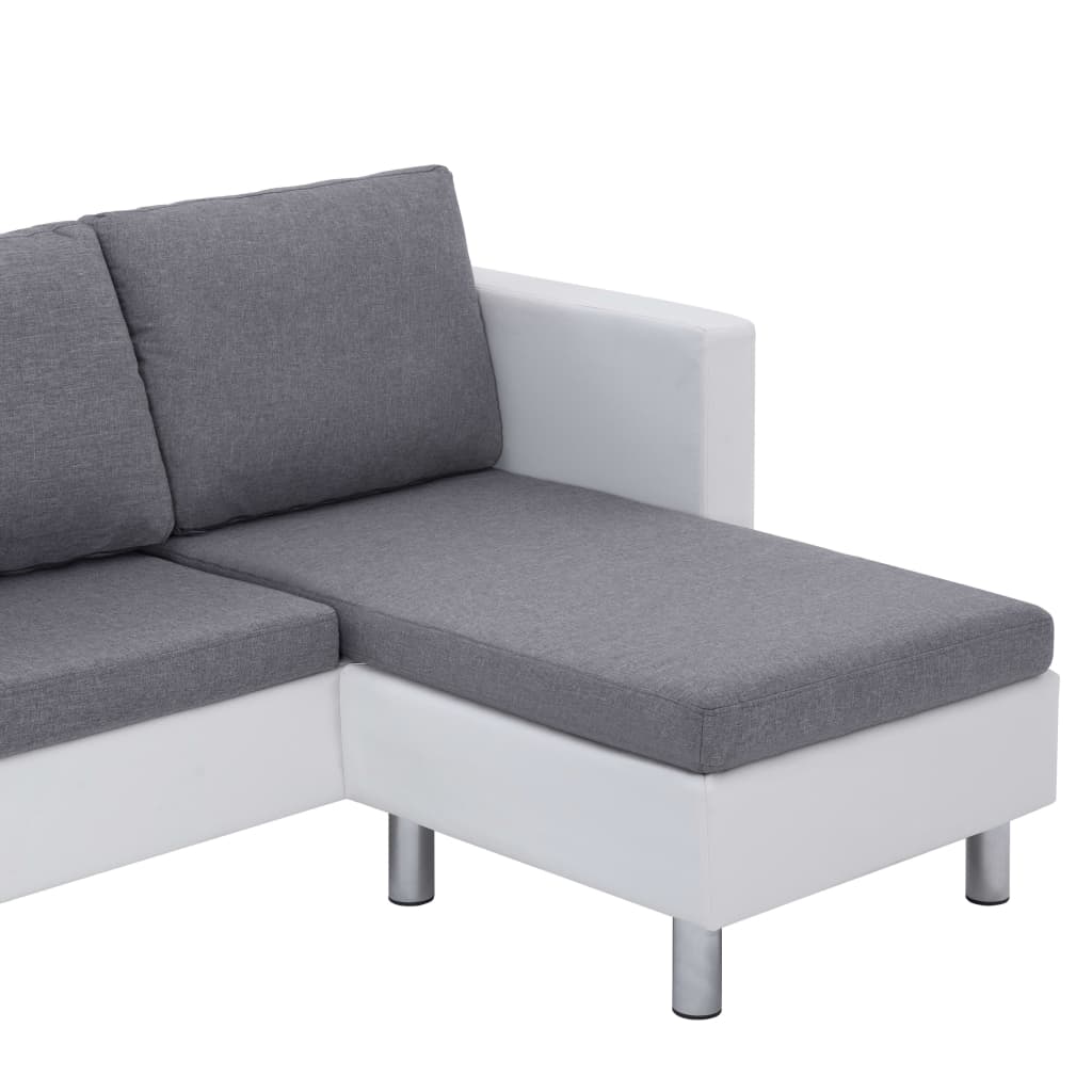 vidaXL 3-seters sofa med puter hvit kunstskinn