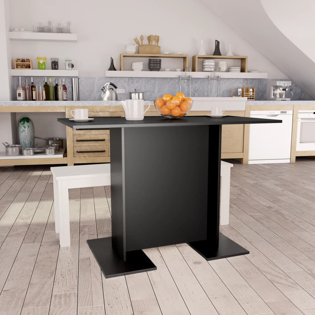 vidaXL Spisebord svart 110x60x75 cm sponplate