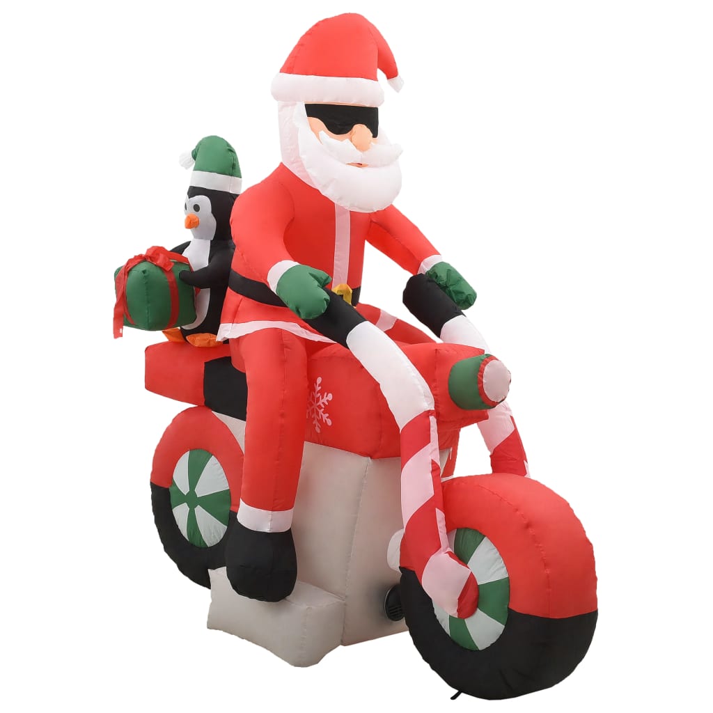 vidaXL Oppblåsbar julenisse på motorsykkel LED IP44 160 cm