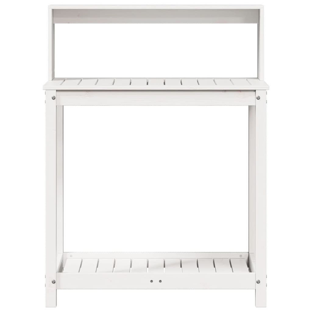 vidaXL Pottebord med hyller hvit 82,5x50x109,5 cm heltre furu