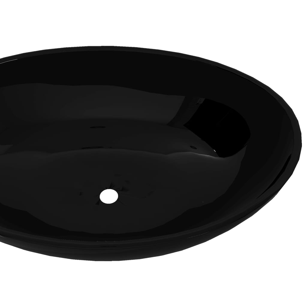 vidaXL Luksusservant keramisk oval svart 40 x 33 cm