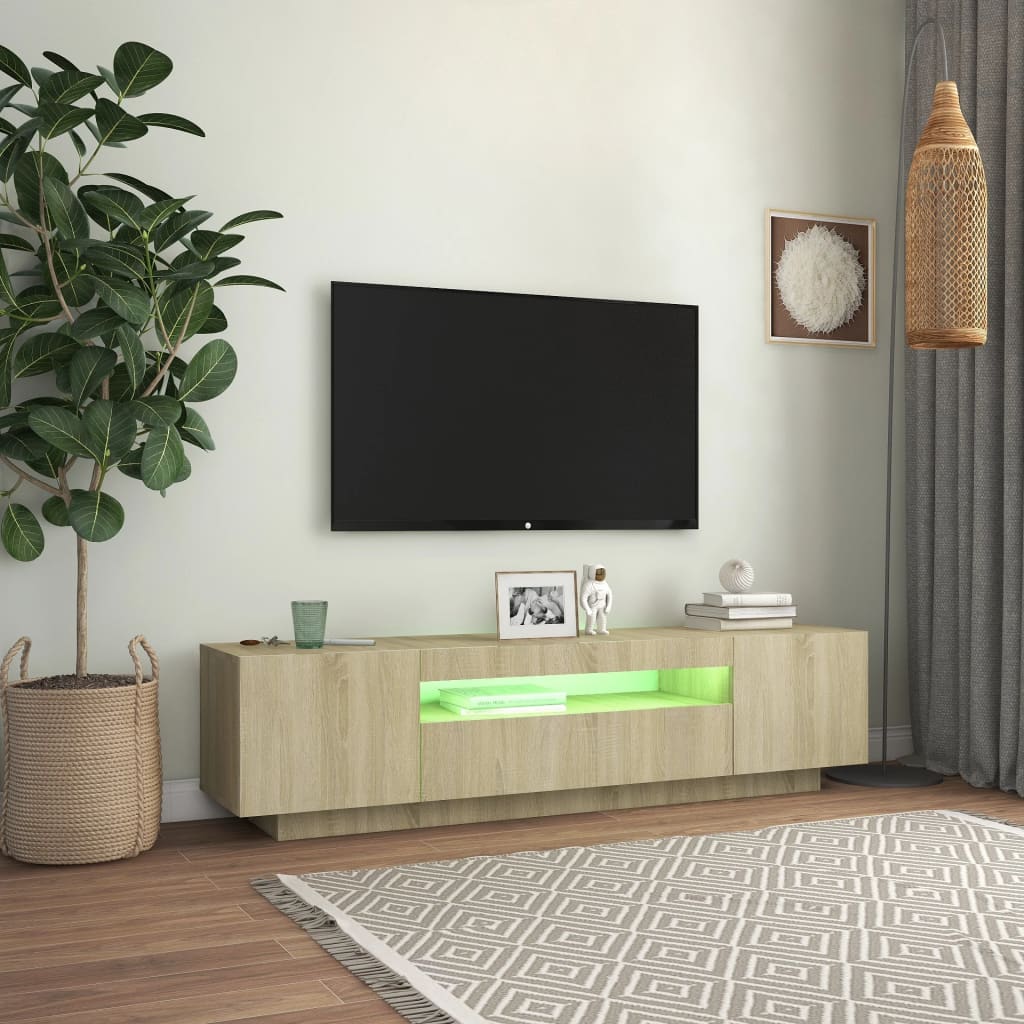 vidaXL TV-benk med LED-lys sonoma eik 160x35x40 cm