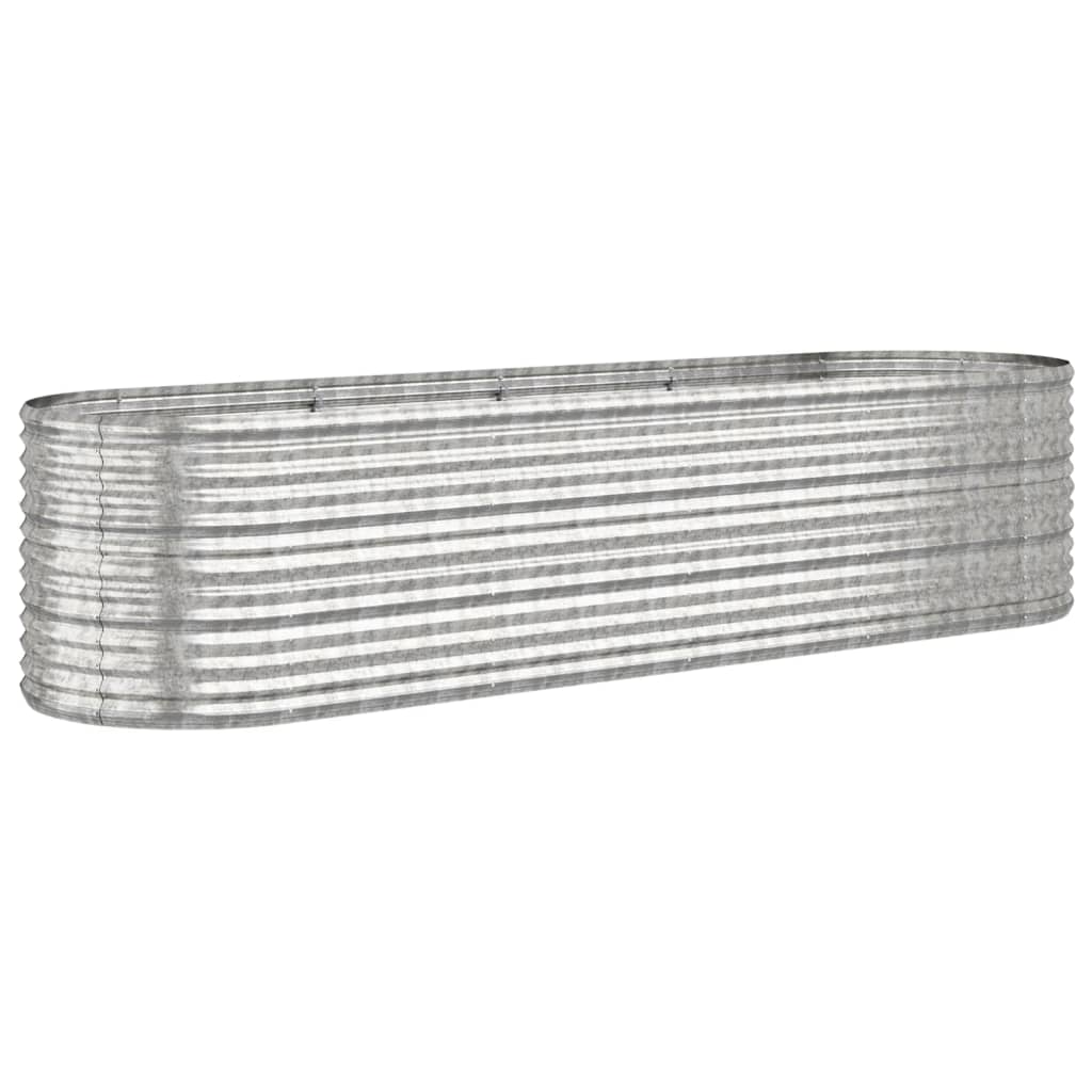 vidaXL Høybed pulverlakkert stål 296x80x68 cm sølv