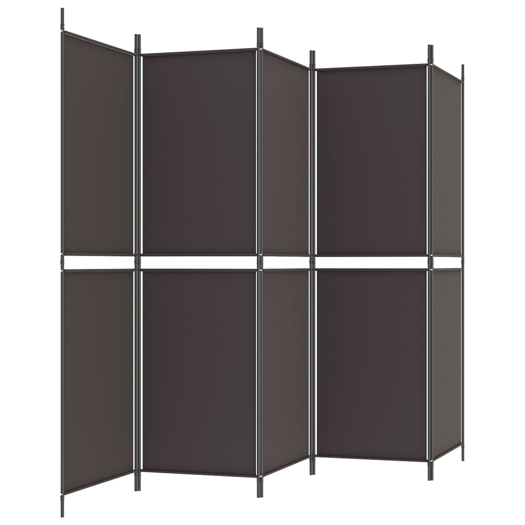 vidaXL Romdeler med 5 paneler brun 250x180 cm stoff