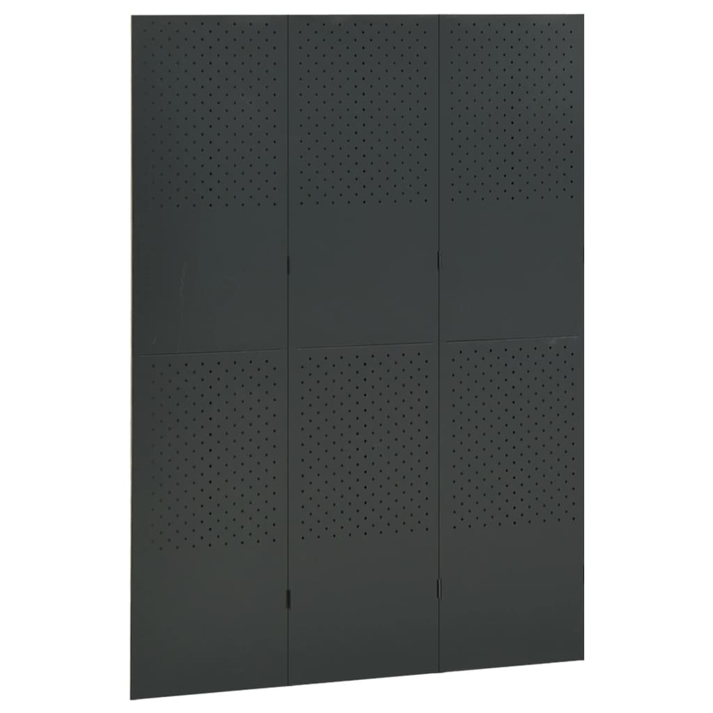 vidaXL Romdeler 3 paneler antrasitt 120x180 cm stål