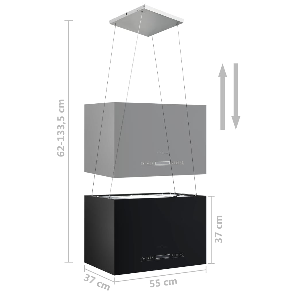 vidaXL Fritthengende kjøkkenvifte sensor LCD 55 cm pulverlakkert stål