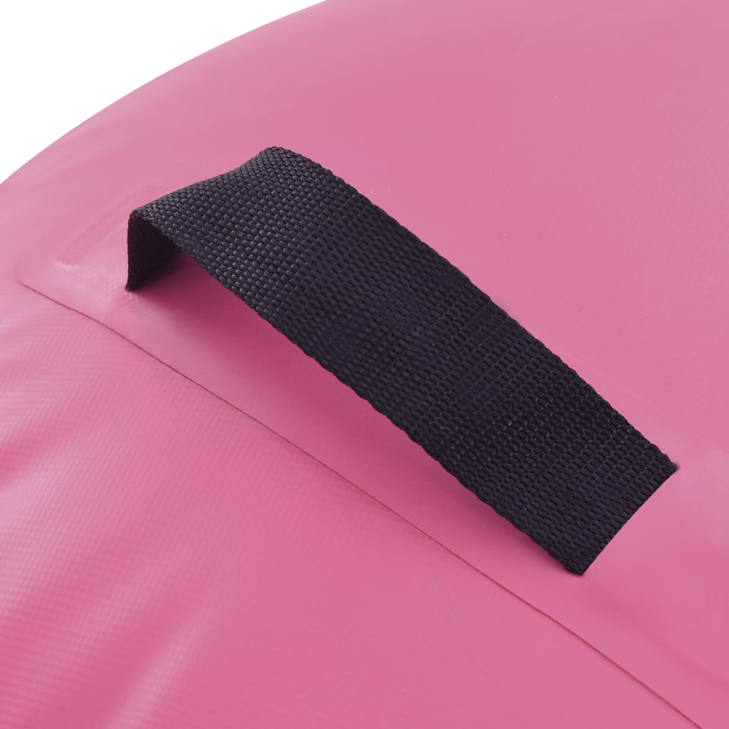 vidaXL Oppblåsbar gymnastikkrull med pumpe 120x90 cm PVC rosa