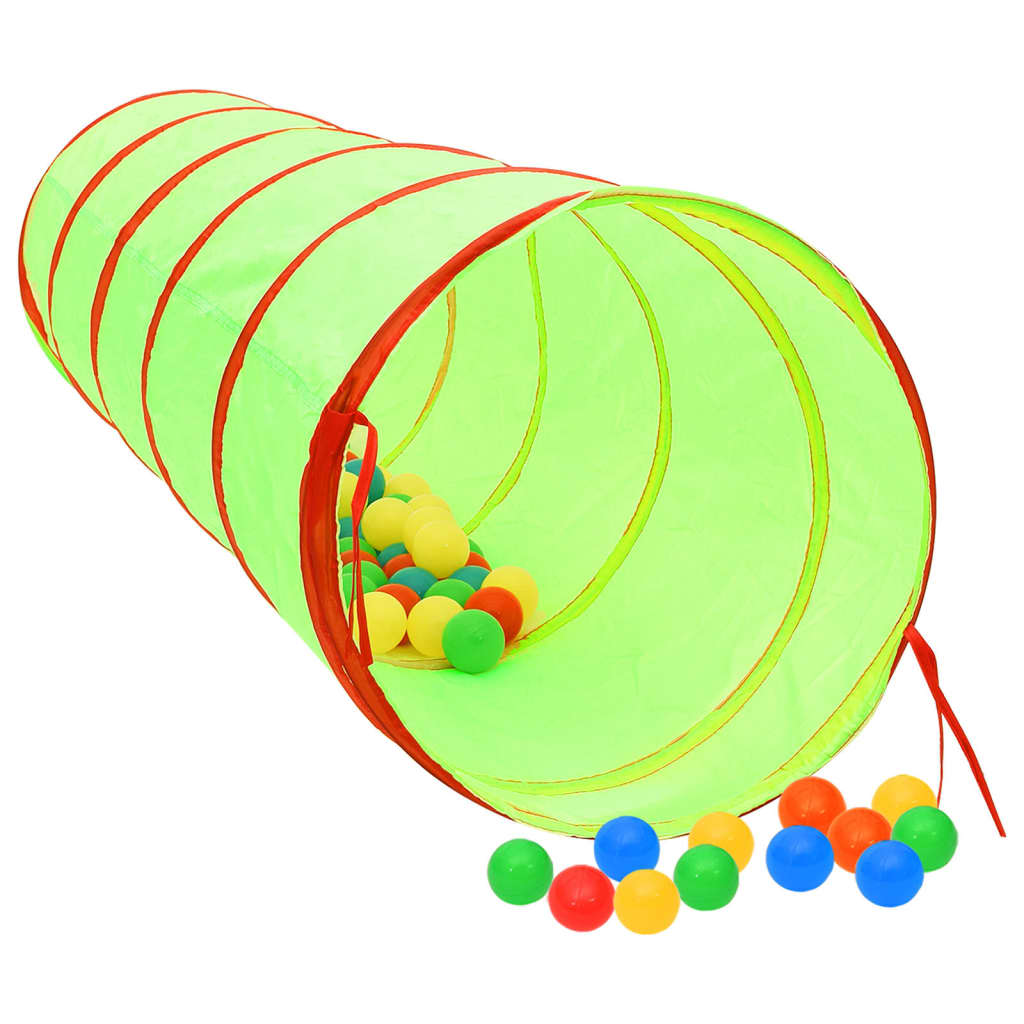 vidaXL Leketunnel for barn med 250 baller grønn 175 cm polyester