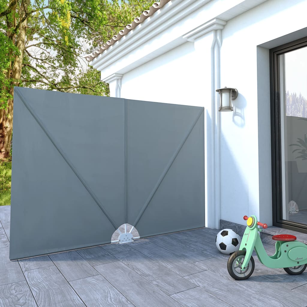 vidaXL Sammenleggbar sidemarkise for terrasse grå 240x160 cm