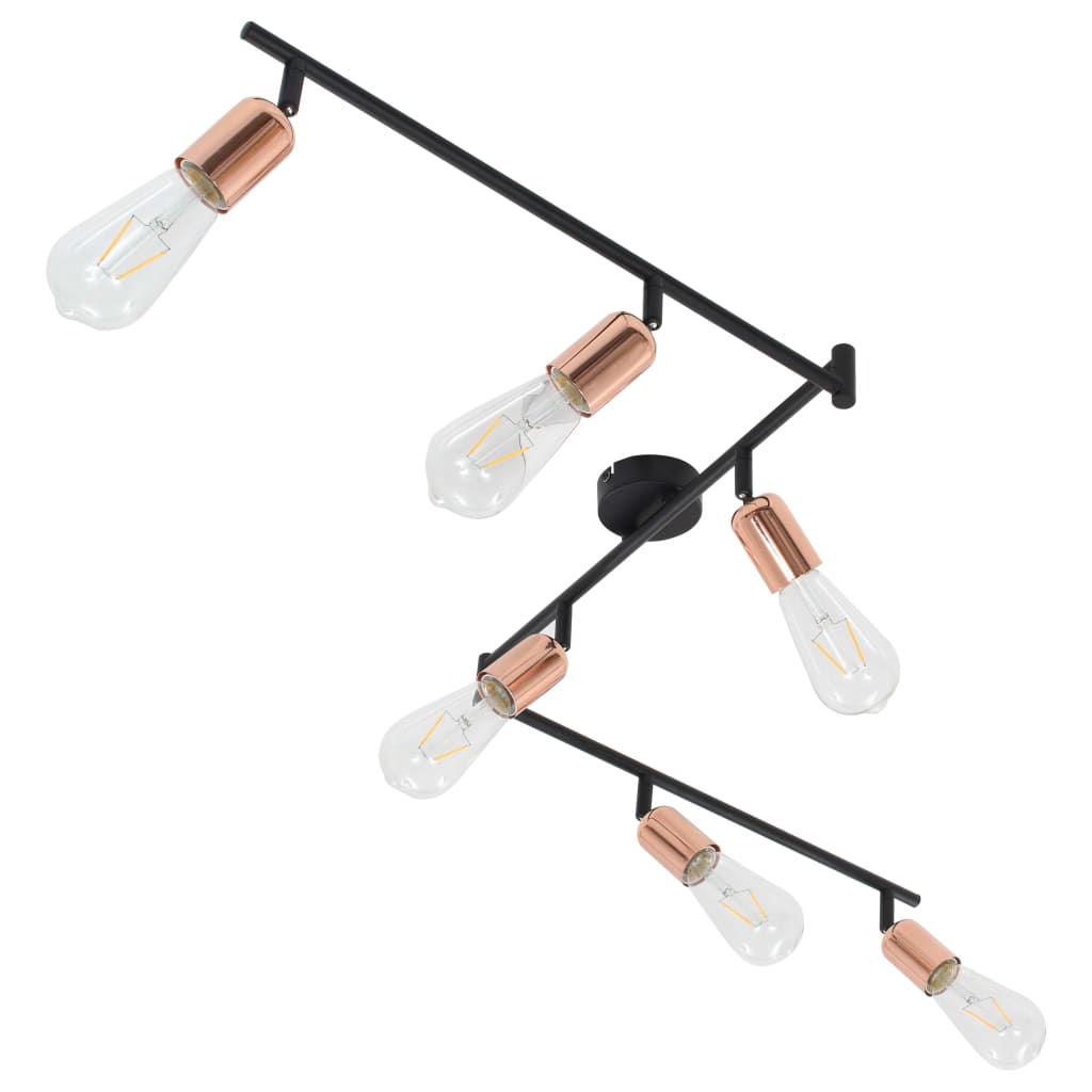vidaXL Spotlys 6-veis med glødelamper 2 W svart og kobber 30 cm E27