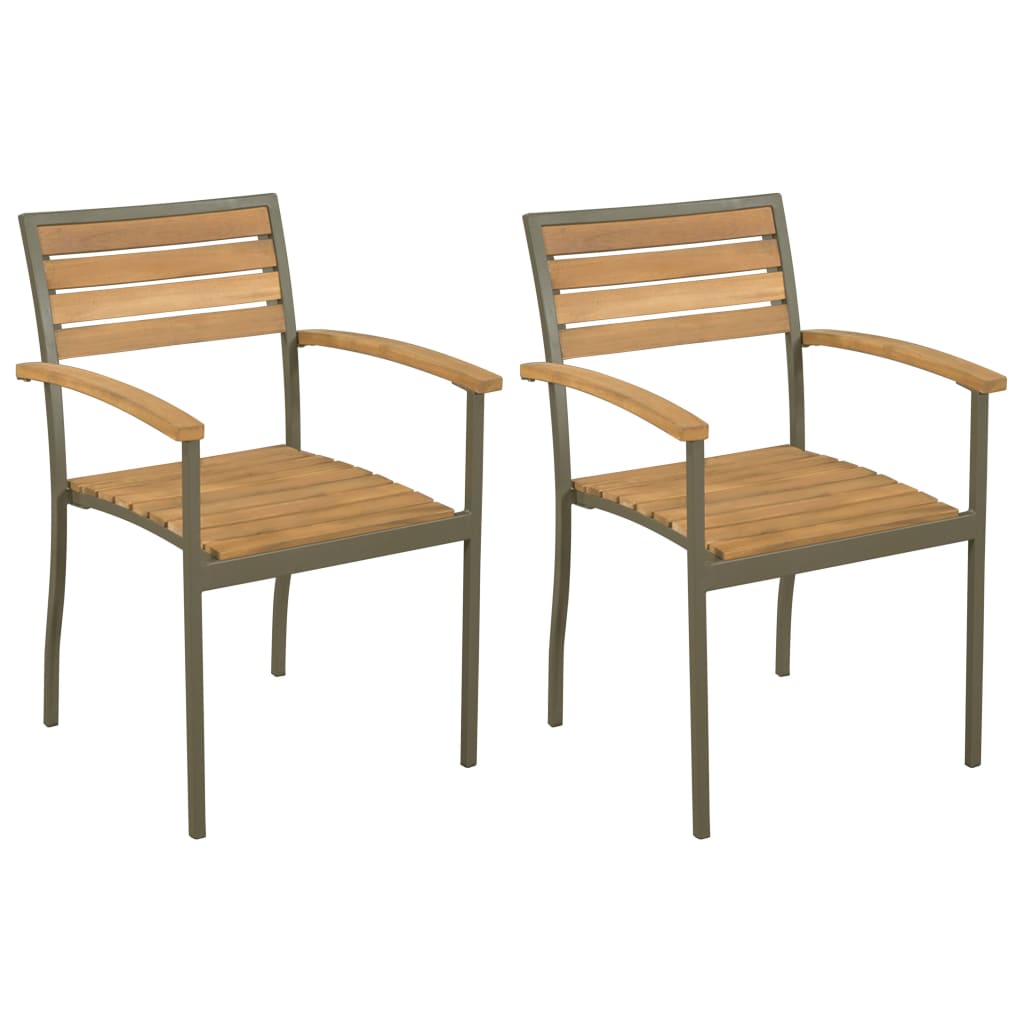 vidaXL Stablestoler 2 stk heltre akasie og stål