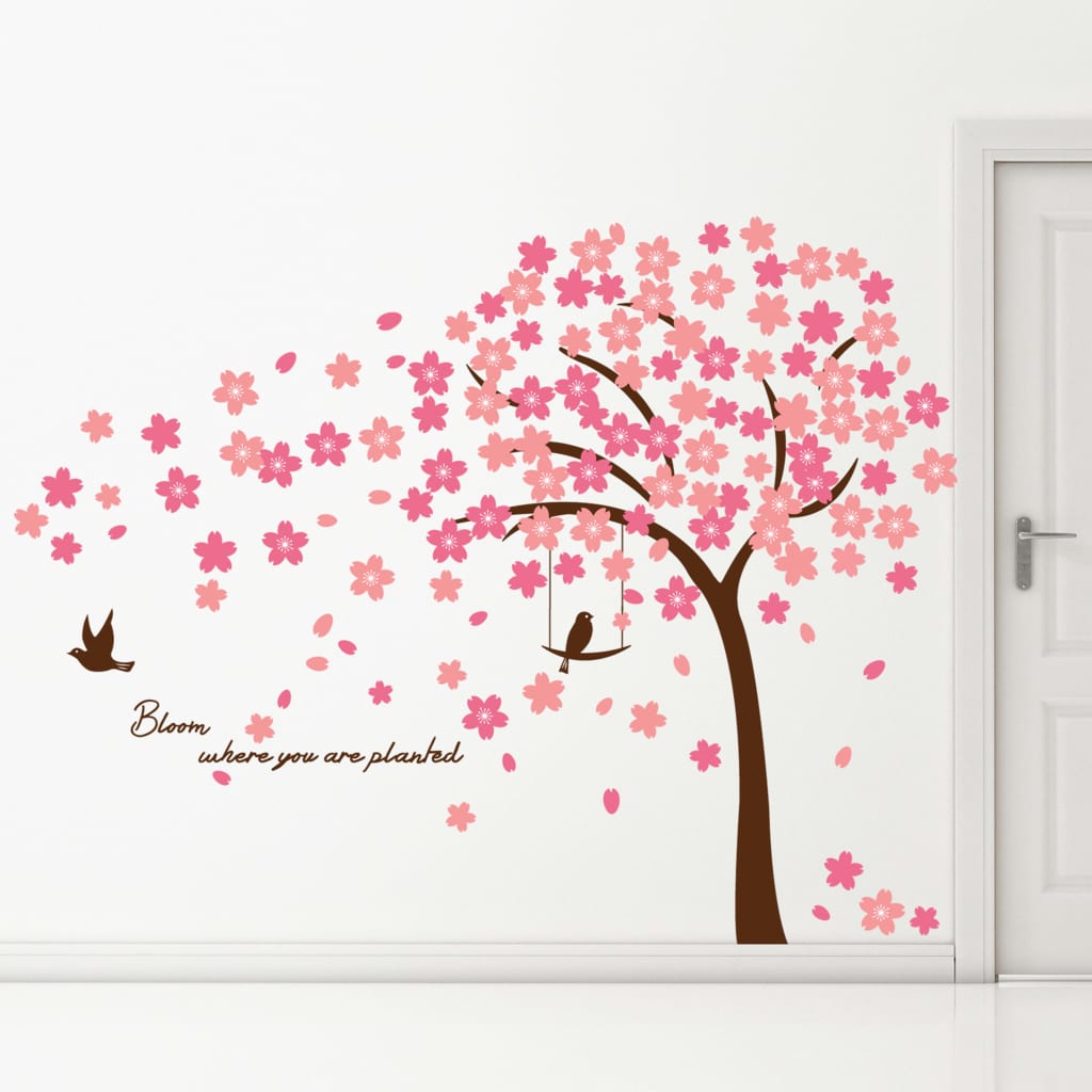 WALPLUS Klistremerke hjemmedekorasjon Cherry Blossom 320x180 cm rosa