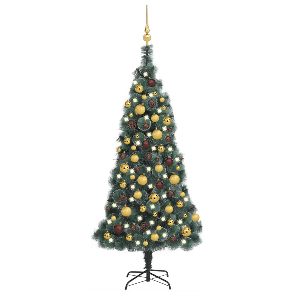 vidaXL Kunstig juletre med LED og kulesett 120 cm PVC og PE grønn