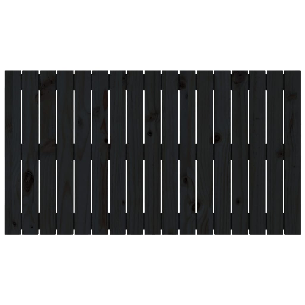 vidaXL Veggmontert sengegavl svart 108x3x60 cm heltre furu
