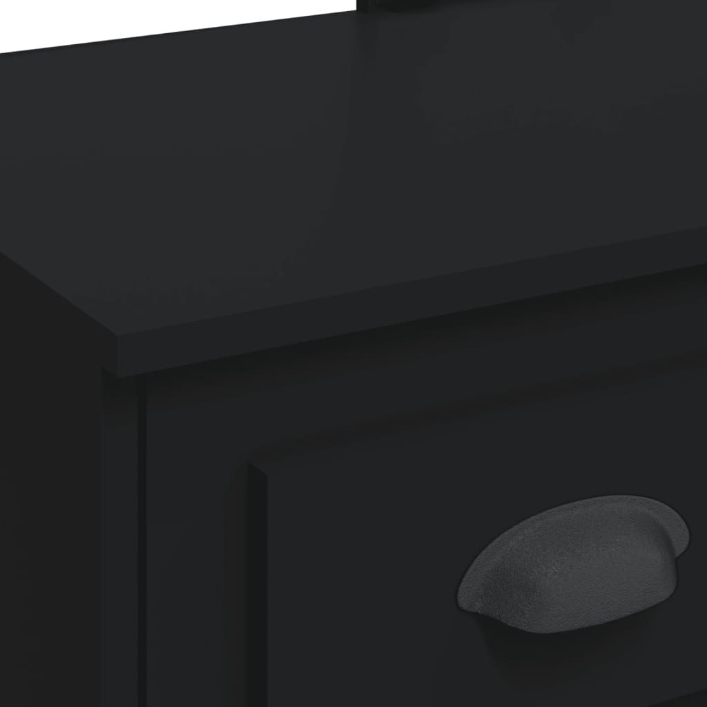 vidaXL Sminkebord med LED-lys svart 90x42x132,5 cm