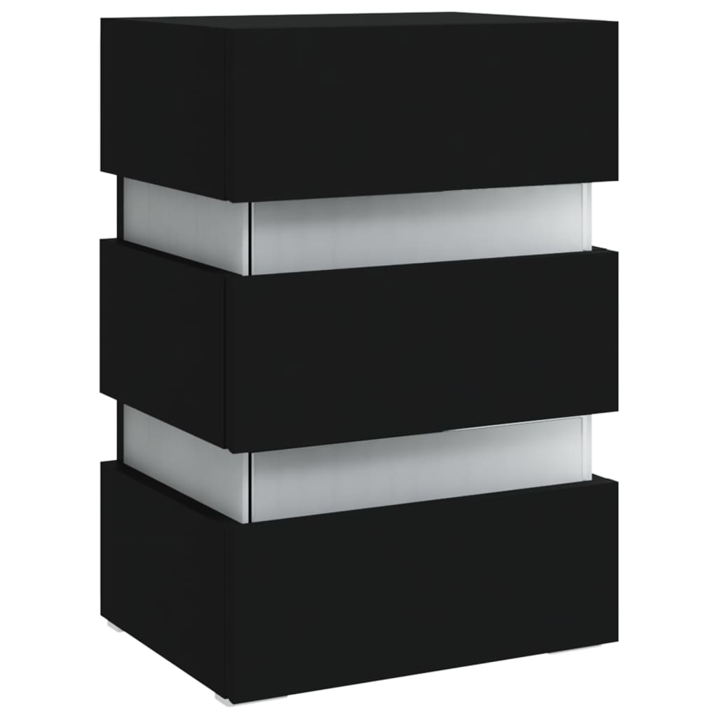 vidaXL LED-nattbord svart 45x35x67 cm konstruert tre