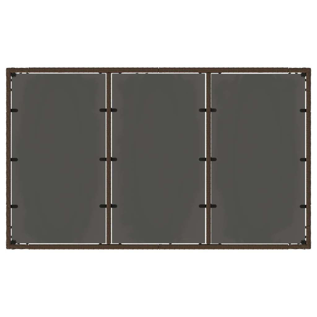 vidaXL Hagebord med glassplate brun 150x90x75 cm polyrotting