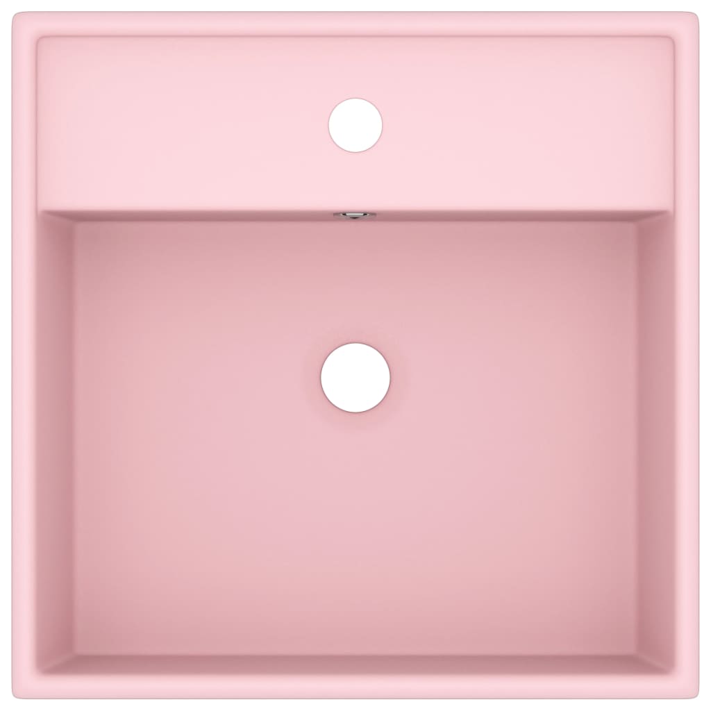 vidaXL Luksuriøs servant overløp firkantet matt rosa 41x41 cm keramisk