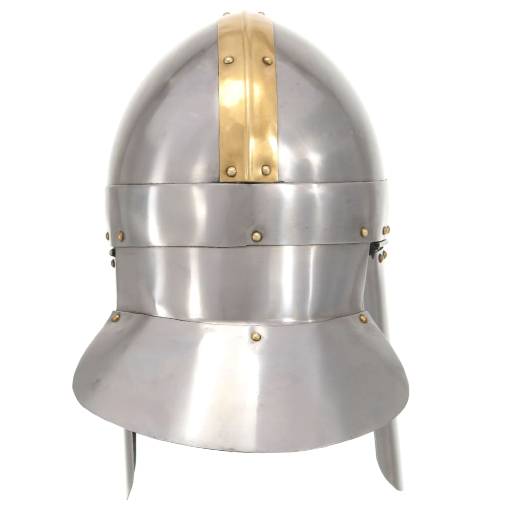 vidaXL Middelaldersk hjelm antikk replikk LARP sølv stål