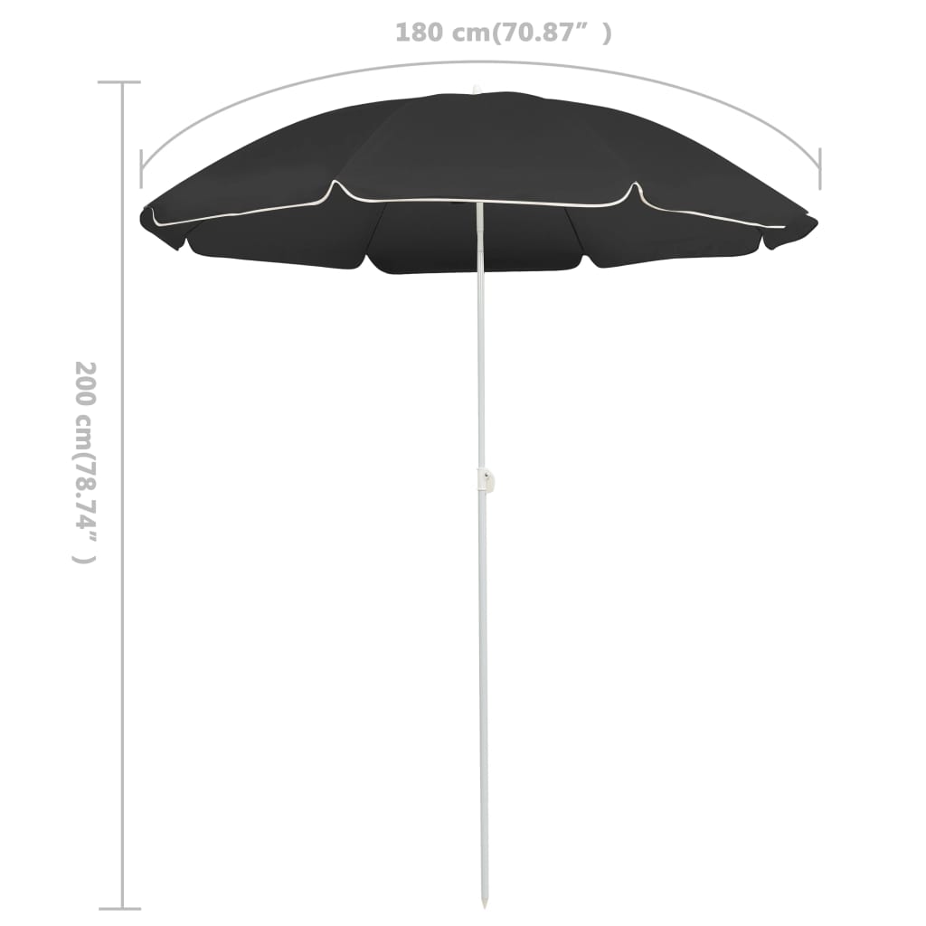 vidaXL Utendørs parasoll med stålstang antrasitt 180 cm