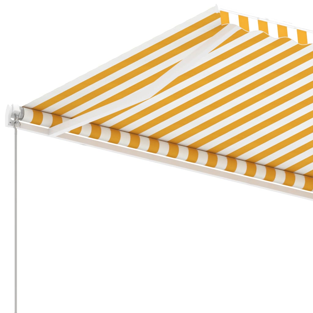 vidaXL Frittstående manuell uttrekkbar markise 600x350 cm gul og hvit