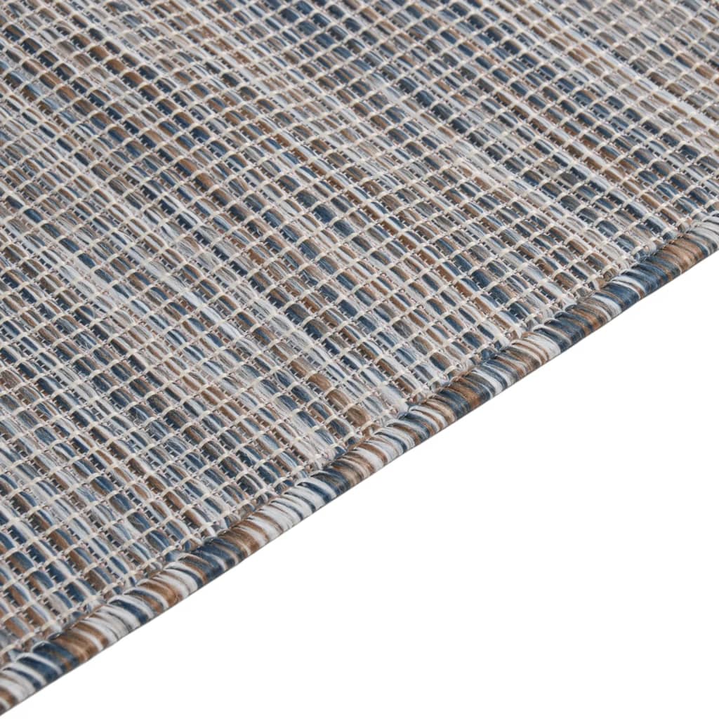 vidaXL Utendørs flatvevd teppe 200x280 cm brun og blå