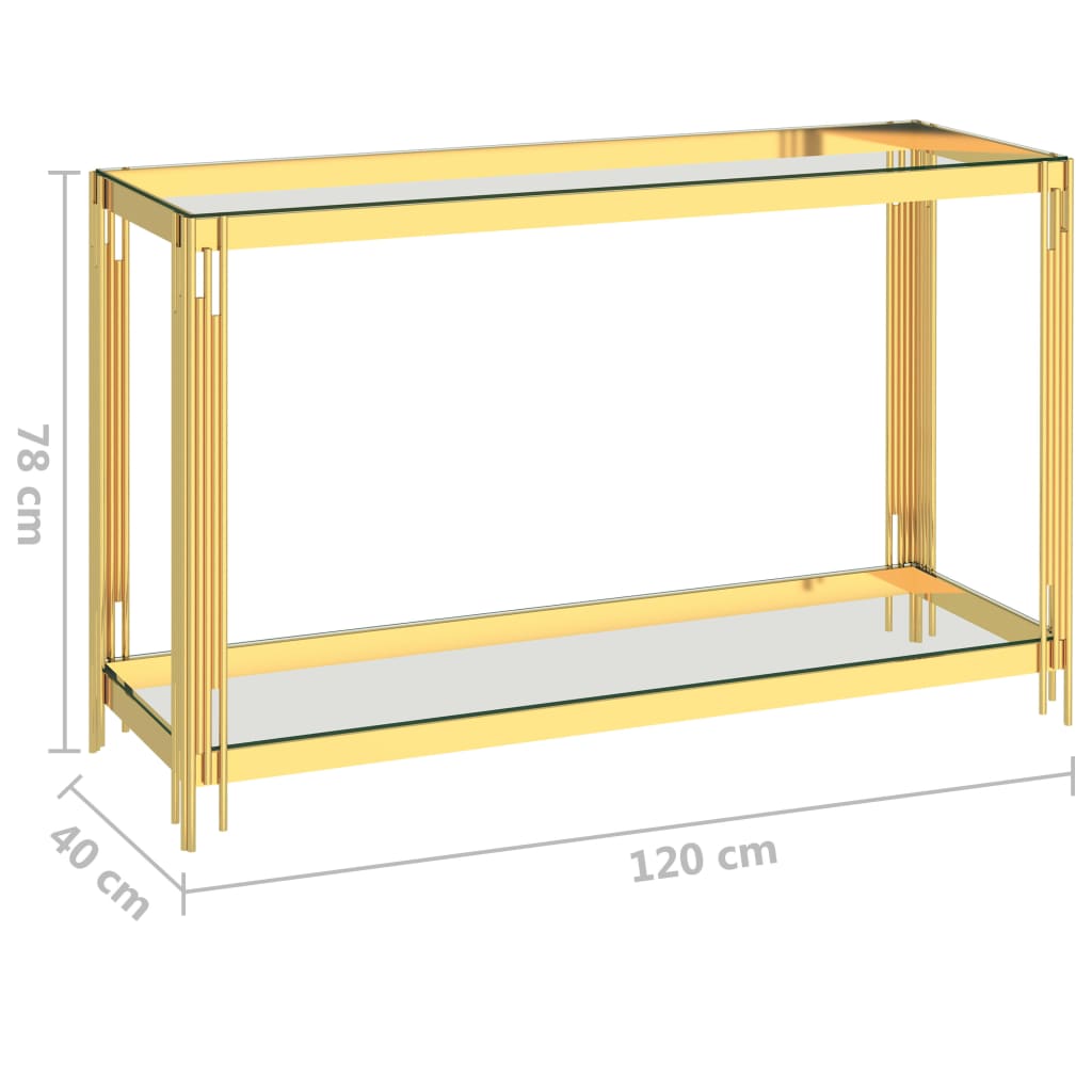 vidaXL Sidebord gull 120x40x78 cm rustfritt stål og glass