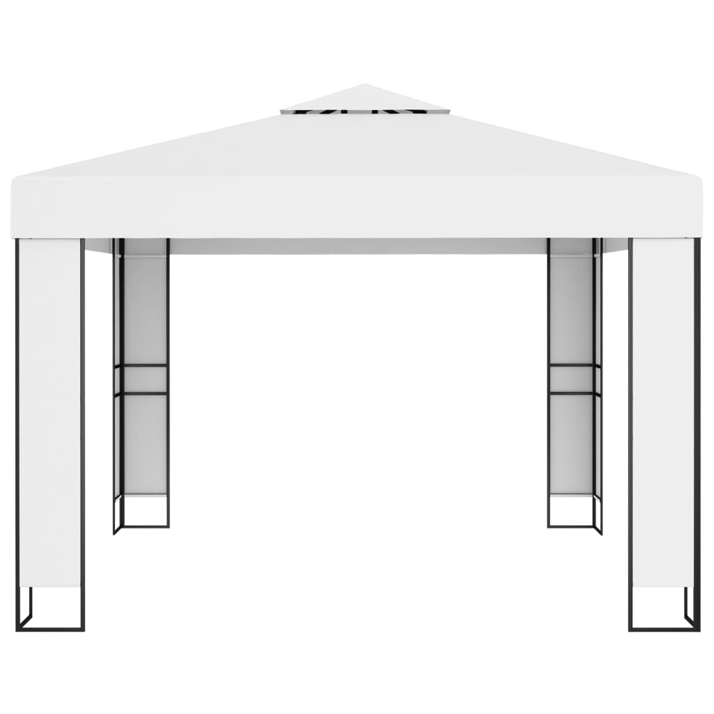 vidaXL Paviljong med dobbelt tak og LED-lysslynge 3x3 m hvit