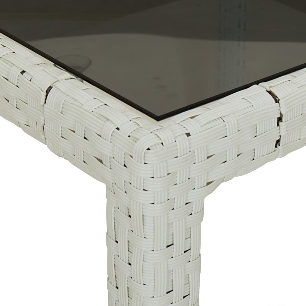 vidaXL Hagebord 150x90x75 cm herdet glass og polyrotting hvit