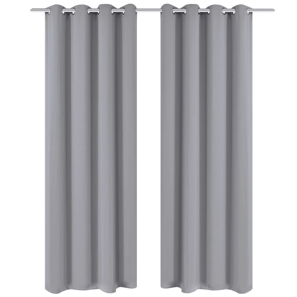 vidaXL Lystette gardiner 2 stk med metallmaljer 135x175 cm grå