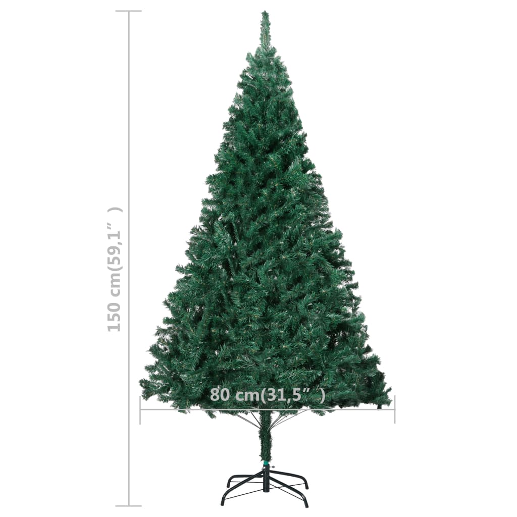vidaXL Kunstig juletre med LED og kulesett grønn 150 cm PVC