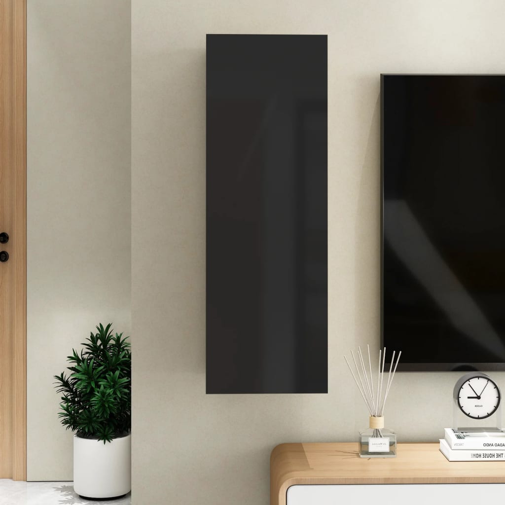 vidaXL TV-benk høyglans svart 30,5x30x90 cm sponplate
