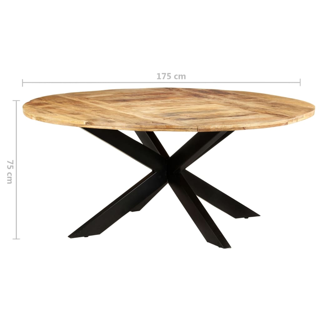 vidaXL Spisebord rundt 175x75 cm grovt mangotre