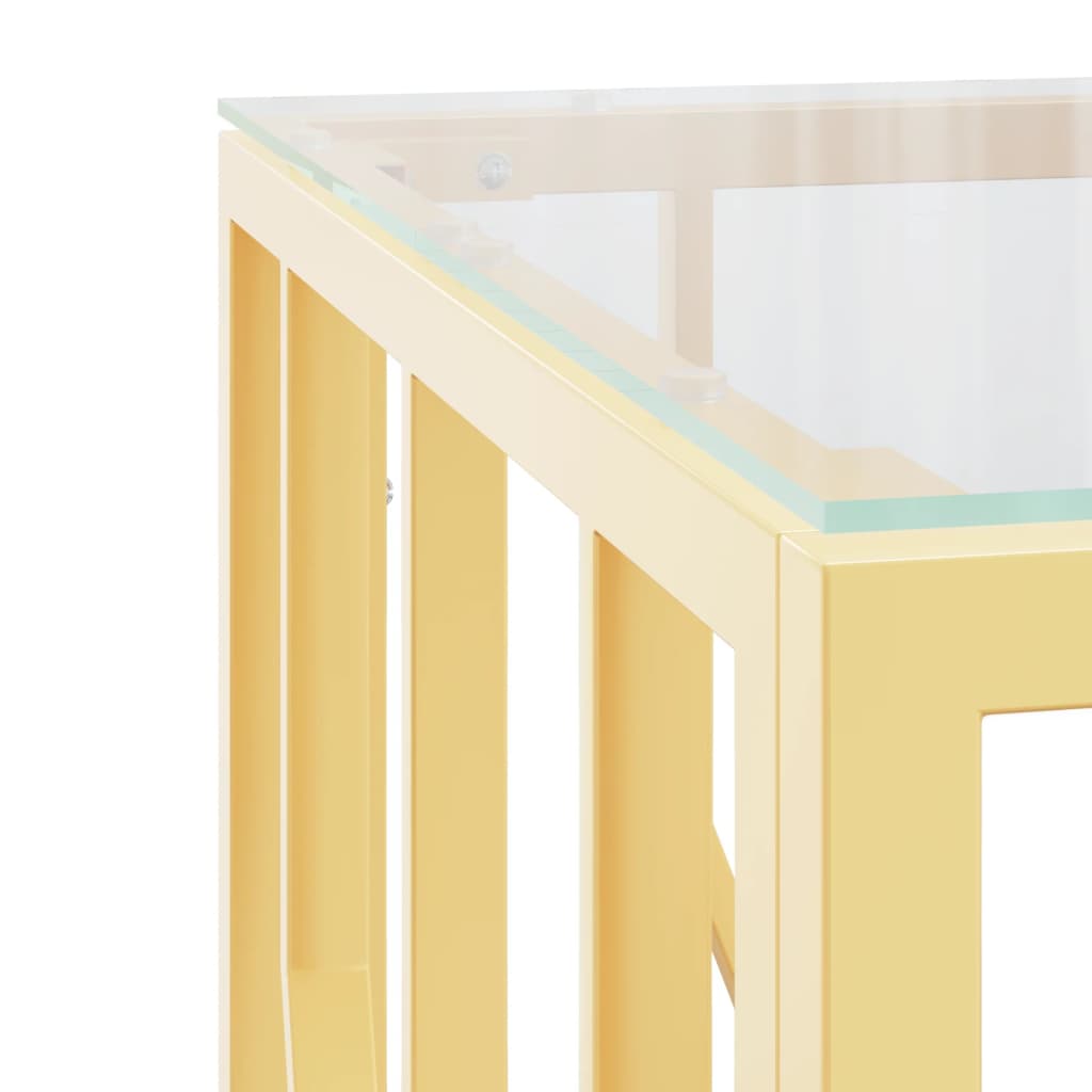 vidaXL Salongbord gull 50x50x50 cm rustfritt stål og glass