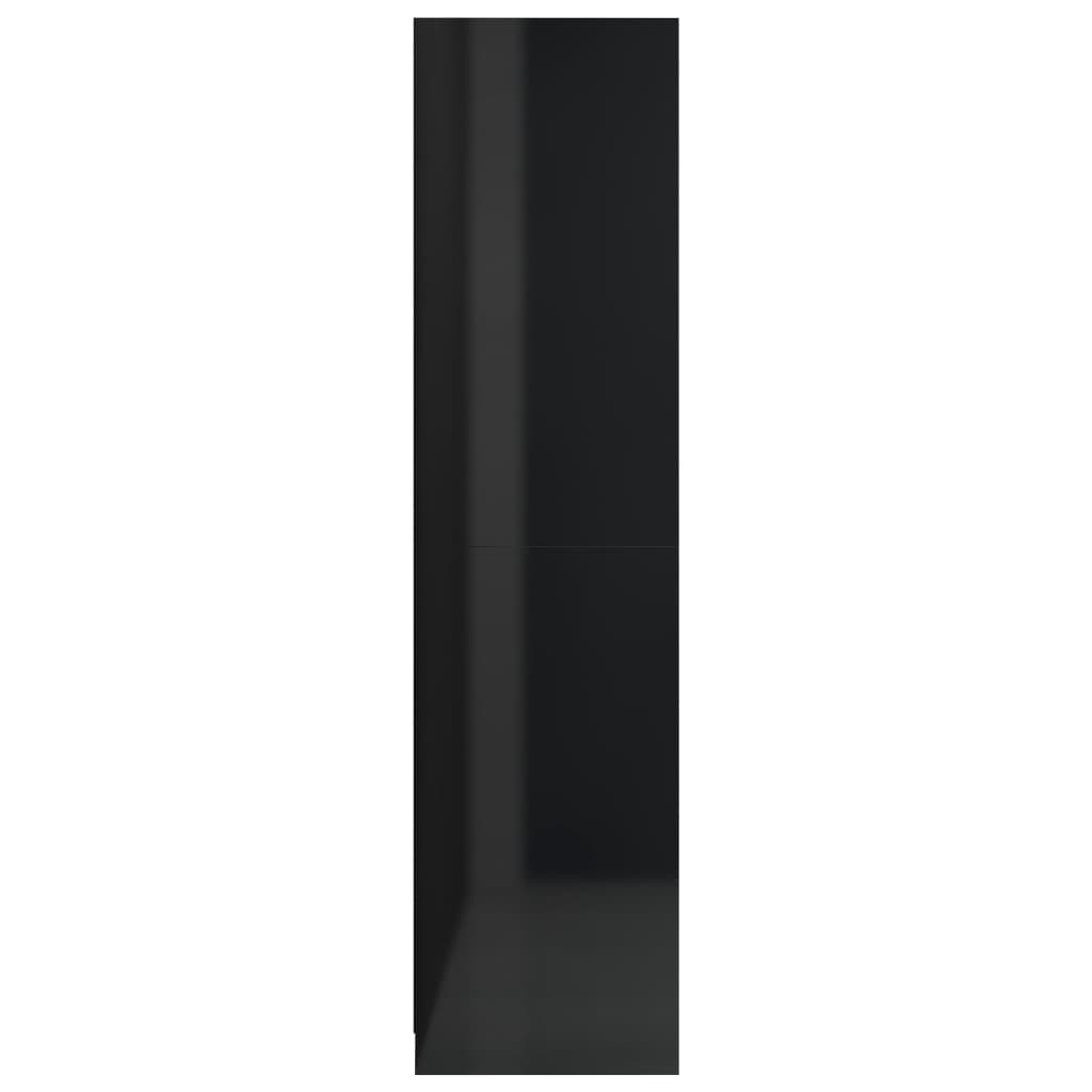vidaXL Garderobe med skuffer høyglans svart 50x50x200 cm sponplate
