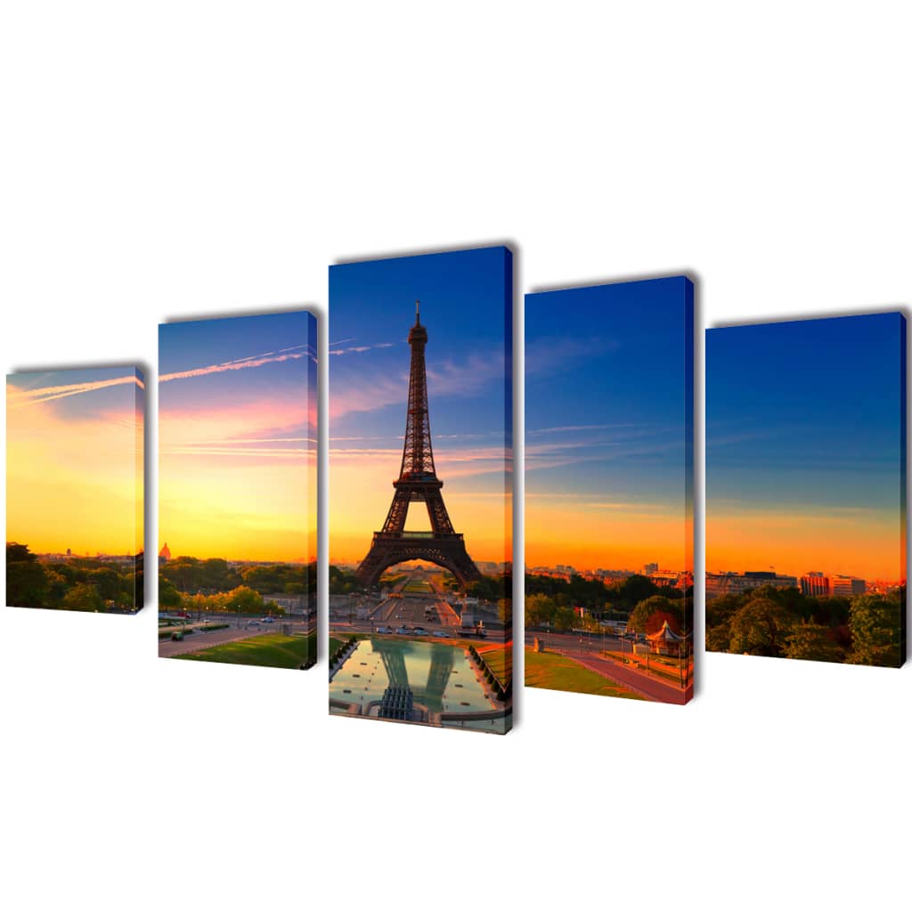 Kanvas Flerdelt Veggdekorasjon Eiffel Tower 200 x 100 cm