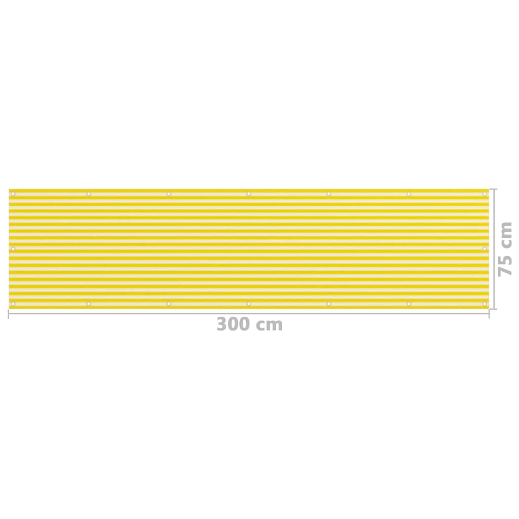 vidaXL Balkongskjerm gul og hvit 75x300 cm HDPE