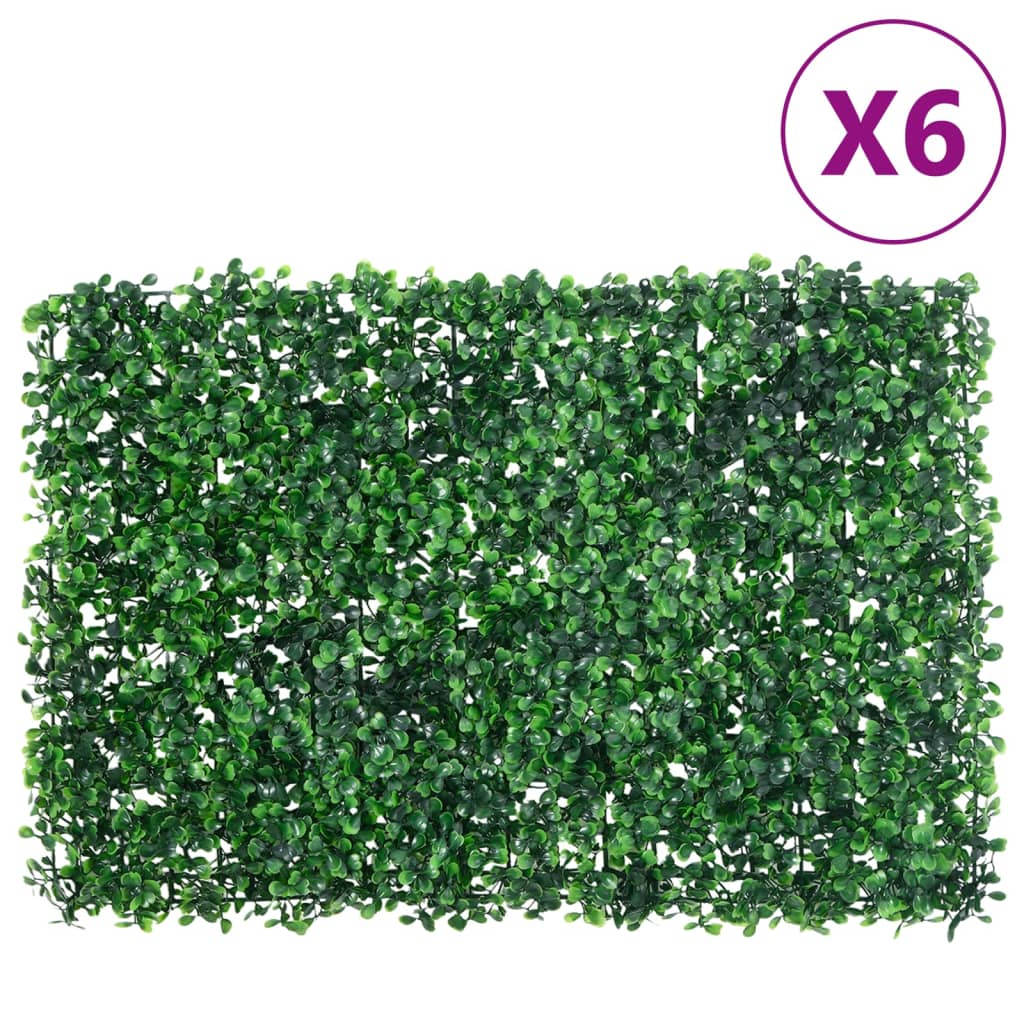  vidaXL Gjerde med kunstige buskblader 6 stk grønn 40x60 cm
